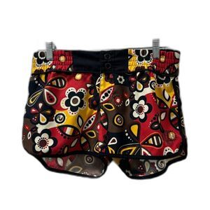 Powder Room Board Shorts Women's Small Black Floral Micro y2k VTG surf Low rise